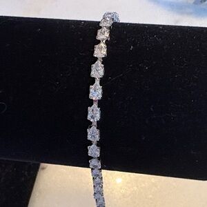 Tennis Bracelet 14k White Gold plated pearl Shaped CZ  7” #S34